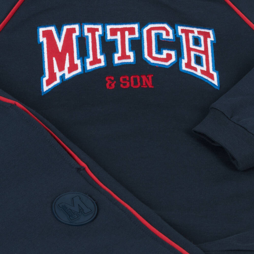 Mitch & Son-Boys Navy Cotton Hoodie Tracksuit | Childrensalon Outlet