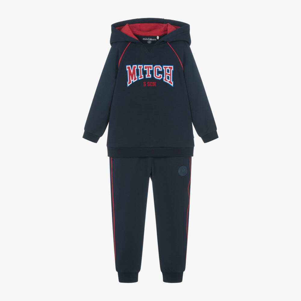 Mitch & Son-Boys Navy Cotton Hoodie Tracksuit | Childrensalon Outlet