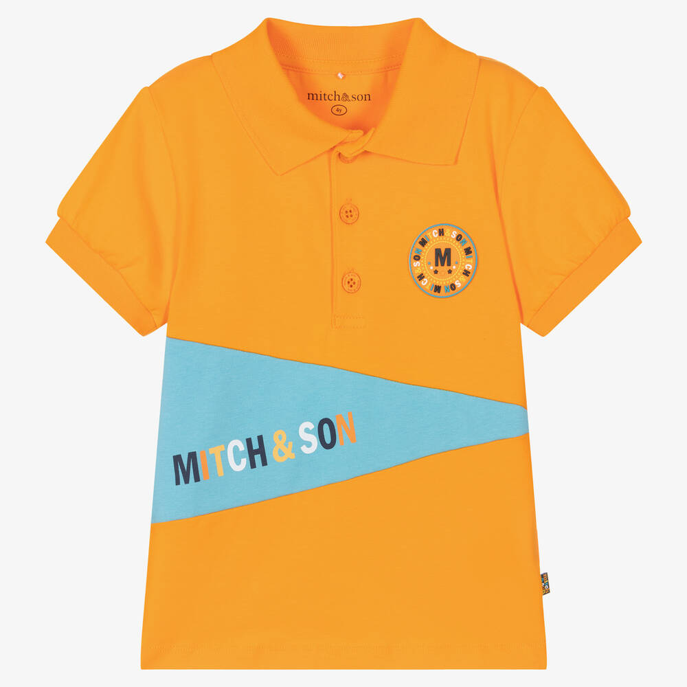 Mitch & Son - Boys Orange Cotton Polo Shirt | Childrensalon