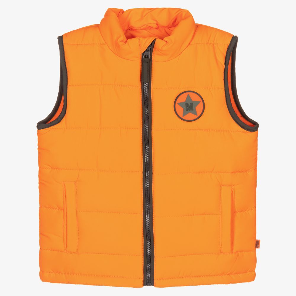 Mitch & Son - Boys Orange Puffer Gilet | Childrensalon