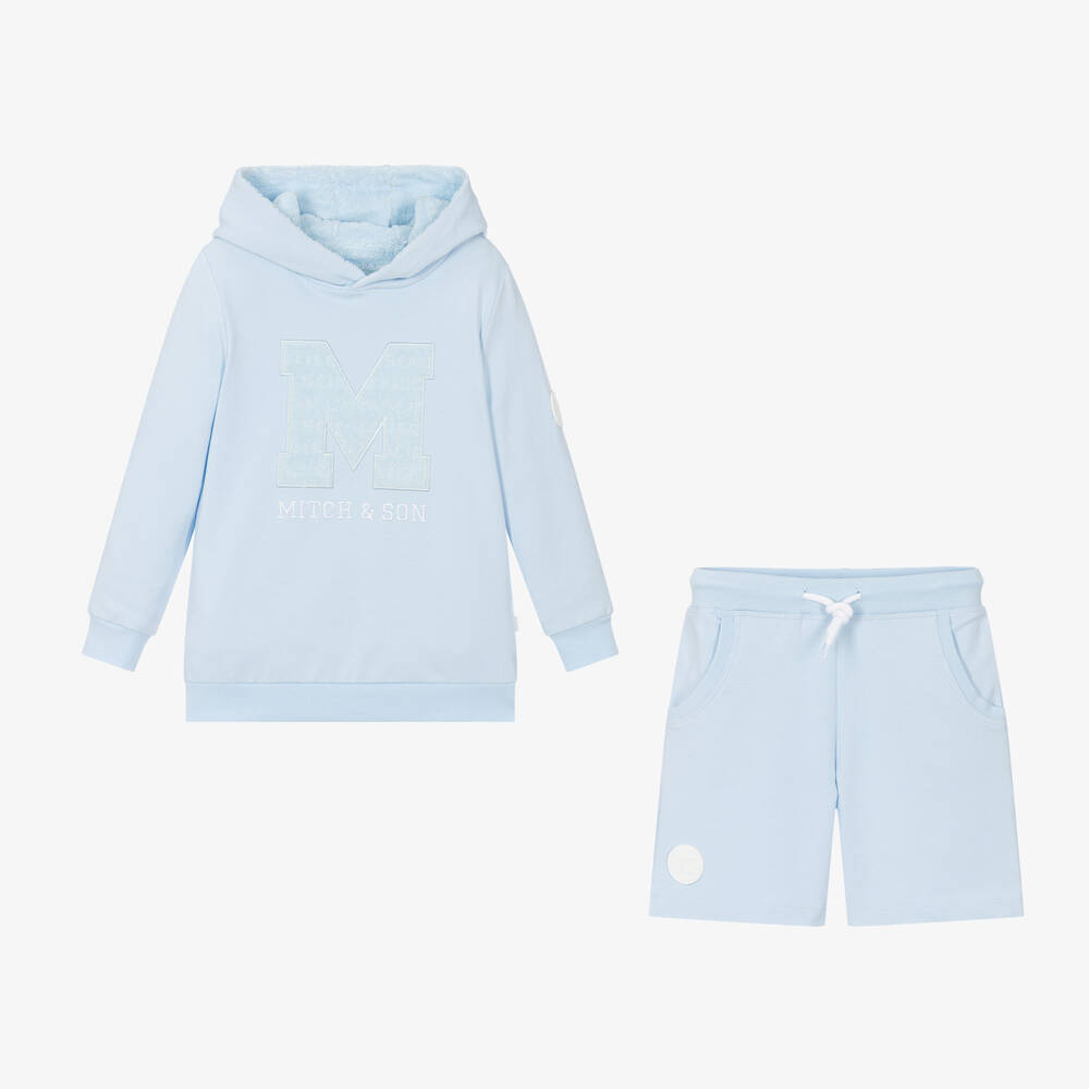 Mitch & Son-Boys Pale Blue Cotton Shorts Set | Childrensalon Outlet
