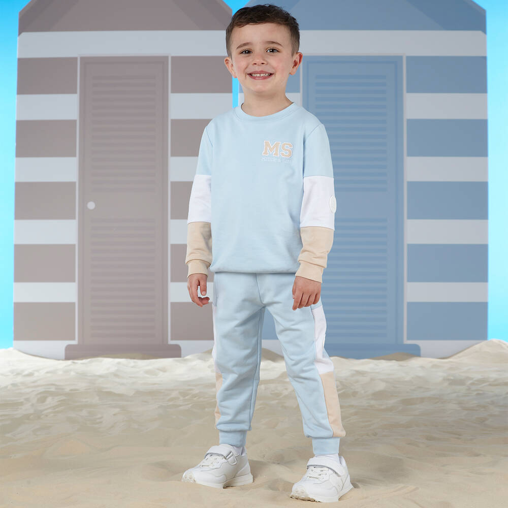 Mitch & Son-Boys Pale Blue Cotton Tracksuit | Childrensalon Outlet