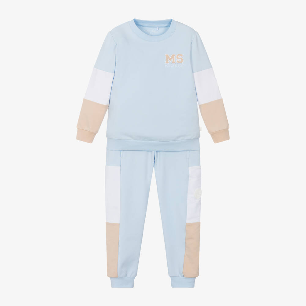 Mitch & Son-تراكسوت قطن جيرسي لون أزرق للأولاد | Childrensalon Outlet
