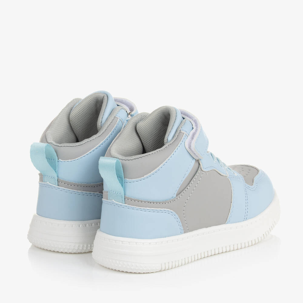 Mitch & Son-Boys Pale Blue & Grey High-Top Trainers | Childrensalon Outlet