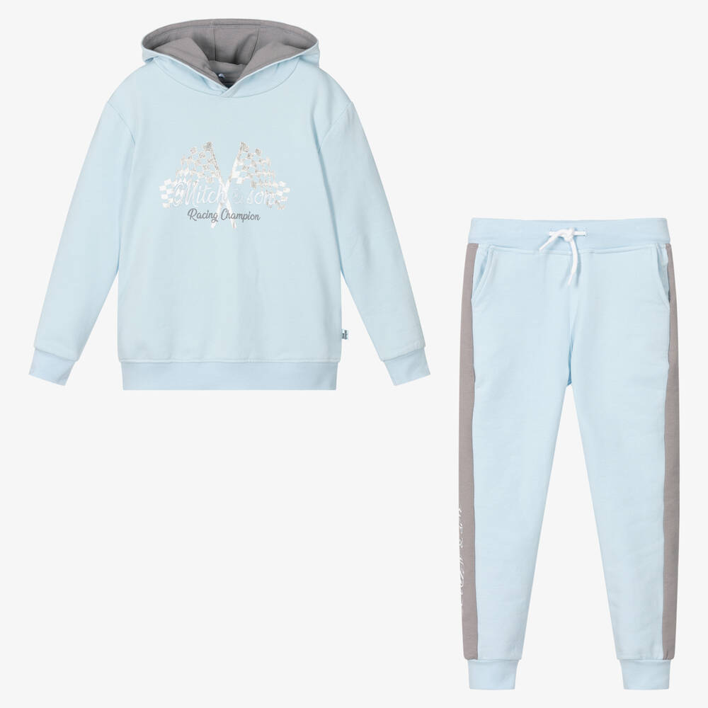 Mitch & Son-Boys Pale Blue Hooded Tracksuit | Childrensalon Outlet