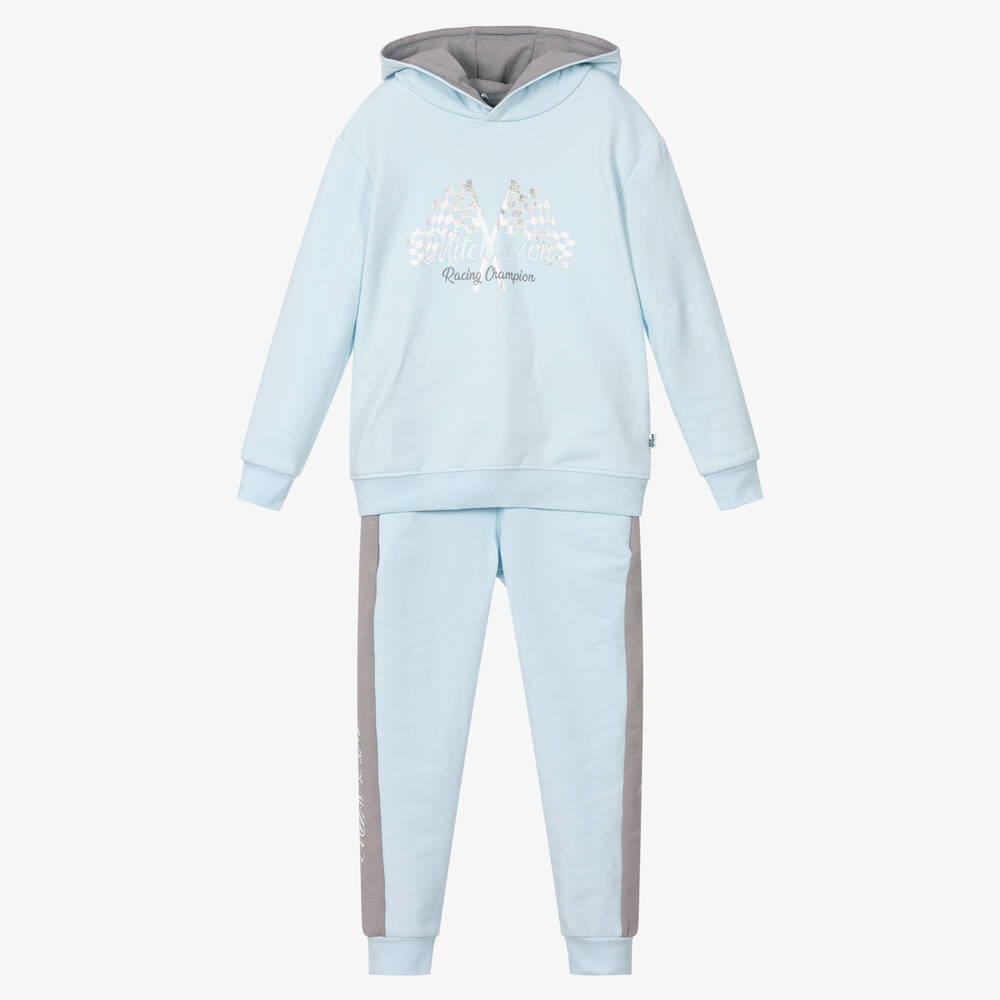 Mitch & Son - Boys Pale Blue Hooded Tracksuit | Childrensalon