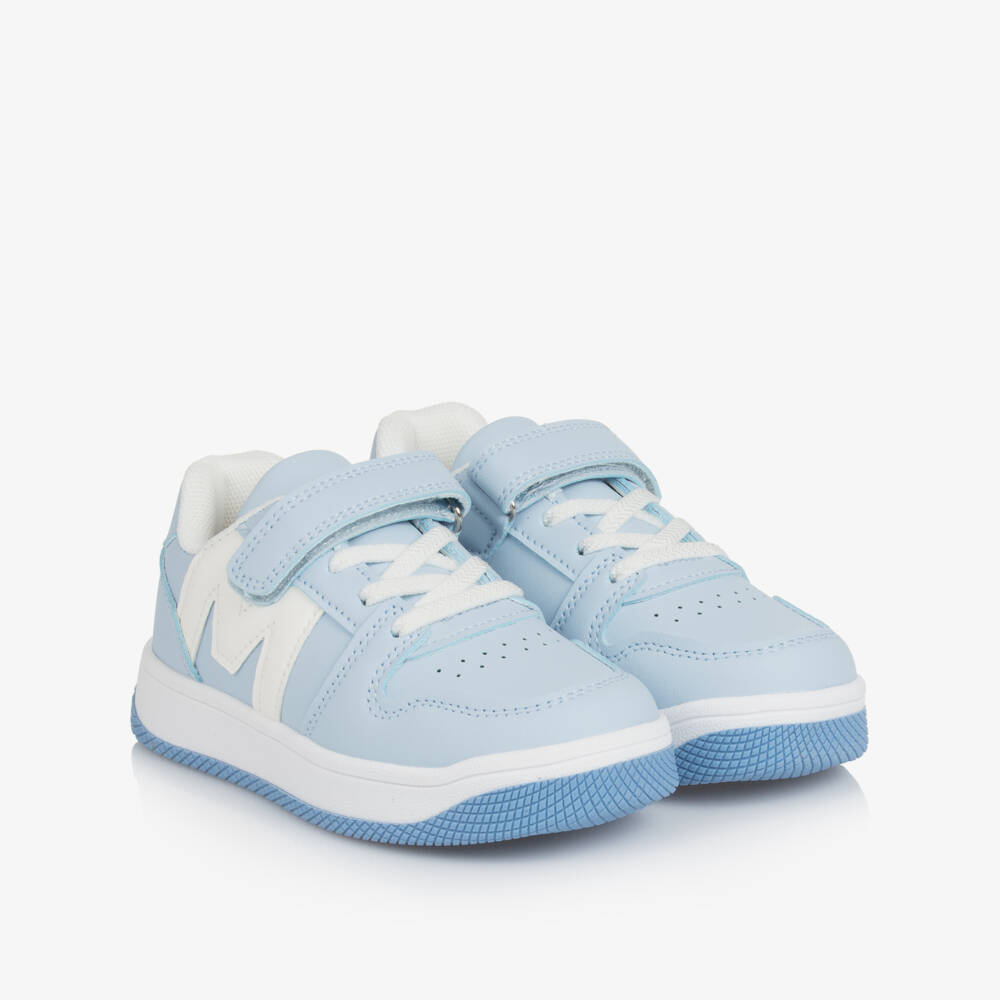 Mitch & Son-Boys Pale Blue Monogram Trainers | Childrensalon Outlet