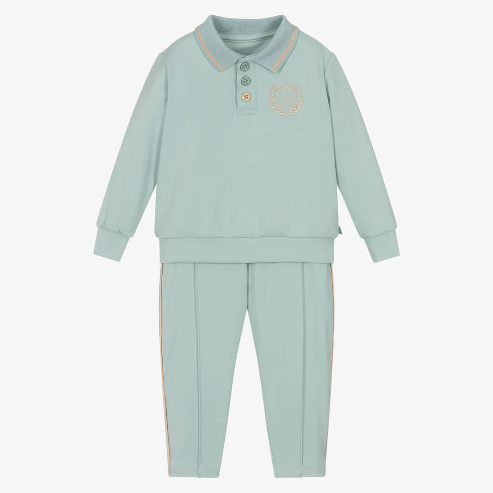 Mitch & Son-Boys Pale Green Polo Style Tracksuit | Childrensalon Outlet