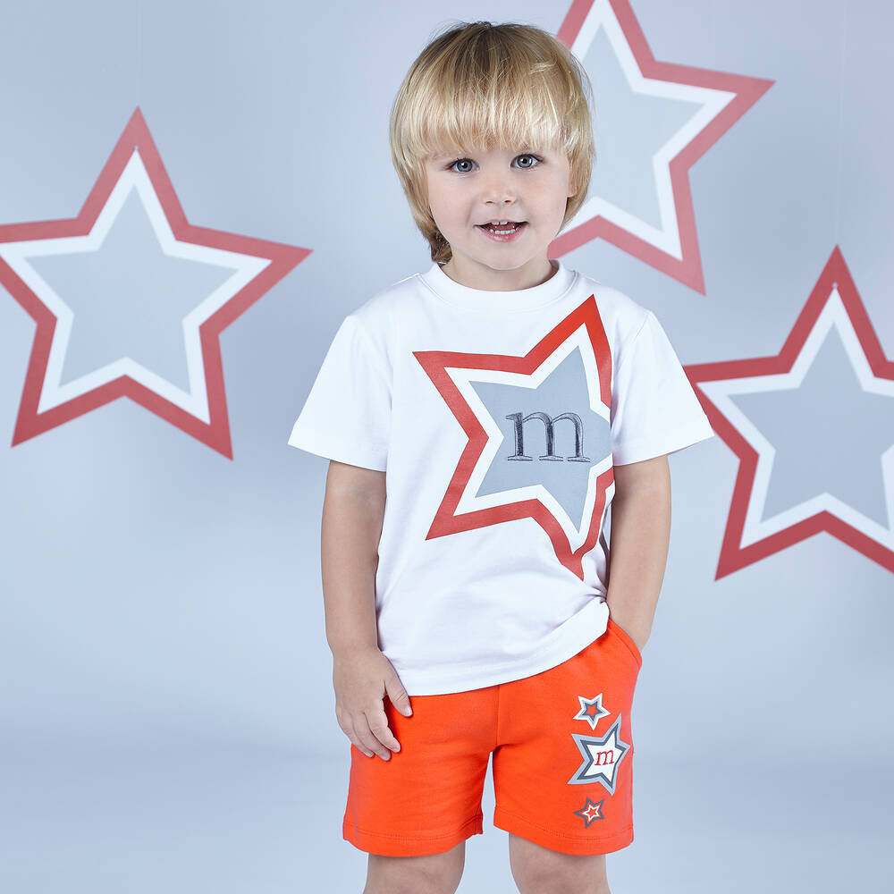 Mitch & Son-Boys Red Cotton Logo Shorts | Childrensalon Outlet