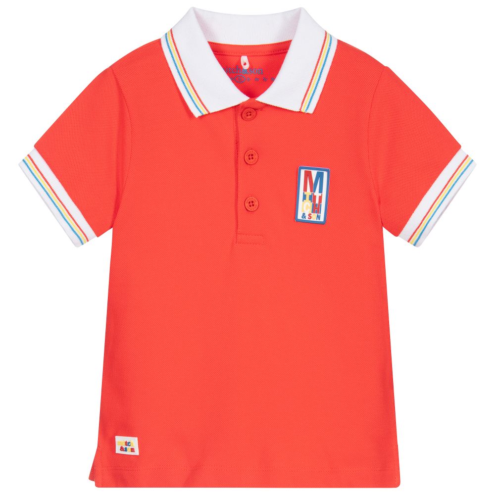 Mitch & Son - Boys Red Cotton Polo Shirt | Childrensalon