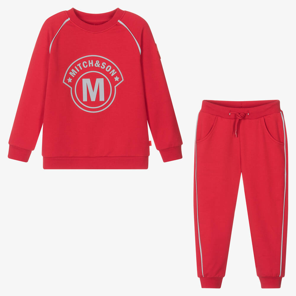 Mitch & Son-Boys Red Cotton Tracksuit | Childrensalon Outlet