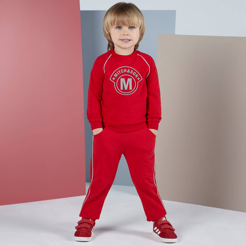 Mitch & Son-Boys Red Cotton Tracksuit | Childrensalon Outlet
