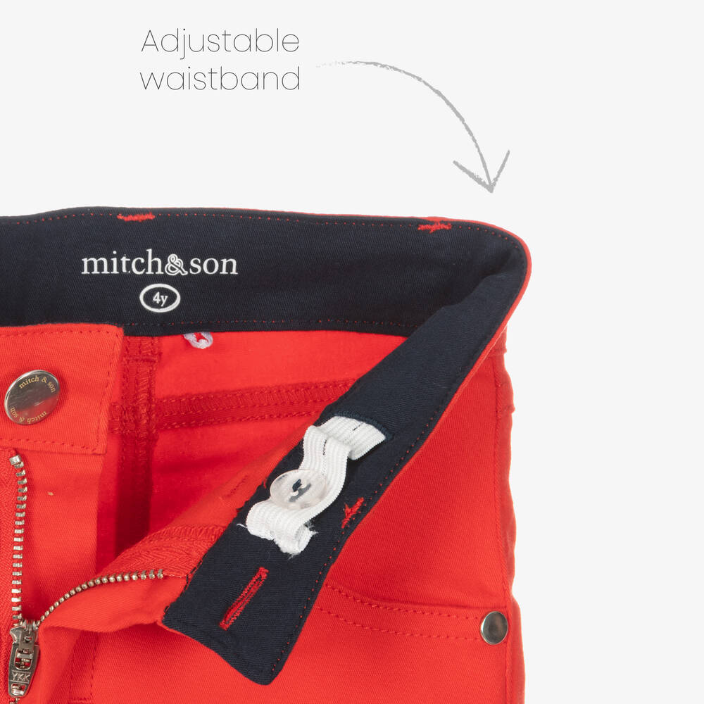 Mitch & Son-بنطلون قطن تويل لون أحمر للأولاد | Childrensalon Outlet