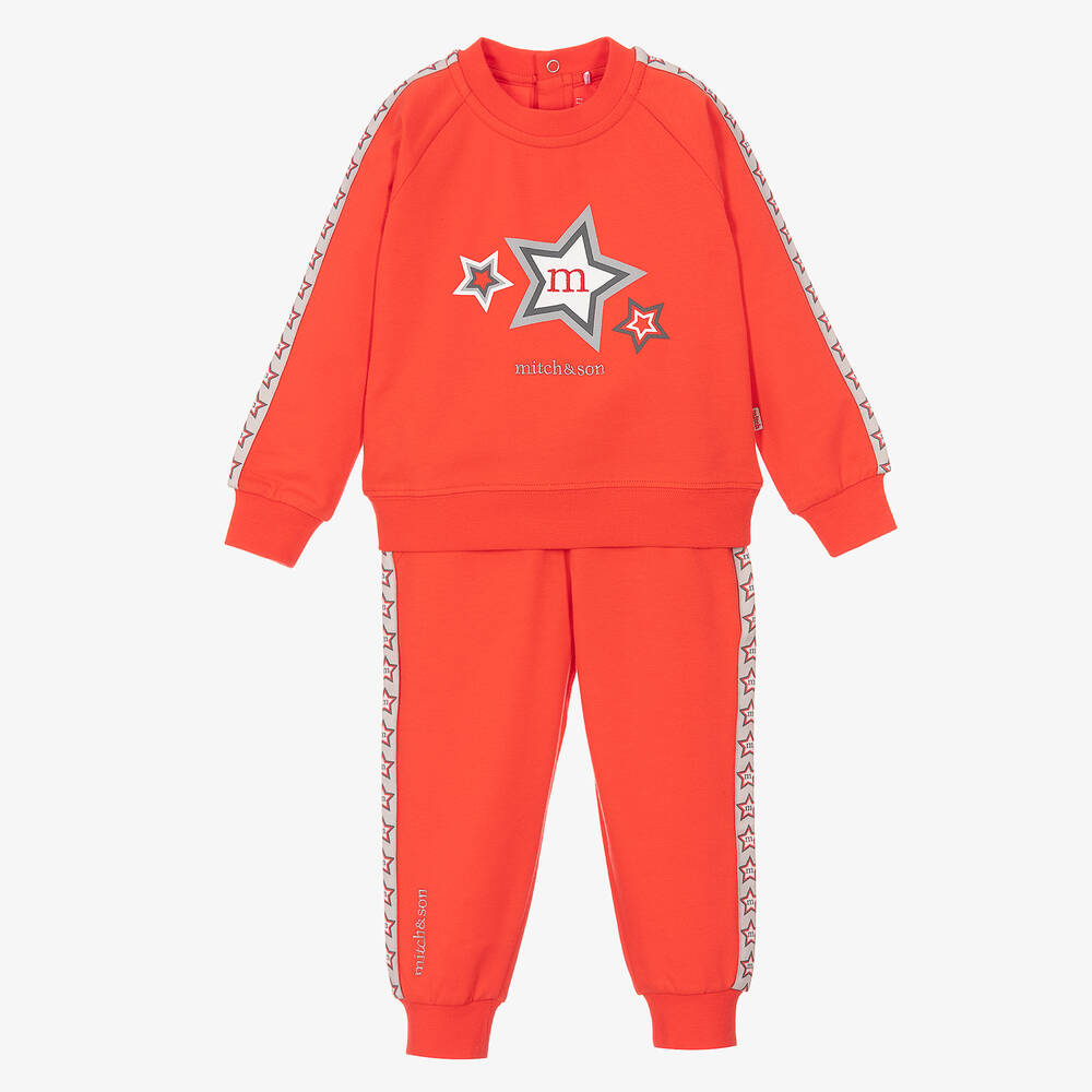 Mitch & Son - Boys Red Graphic Logo Tracksuit | Childrensalon