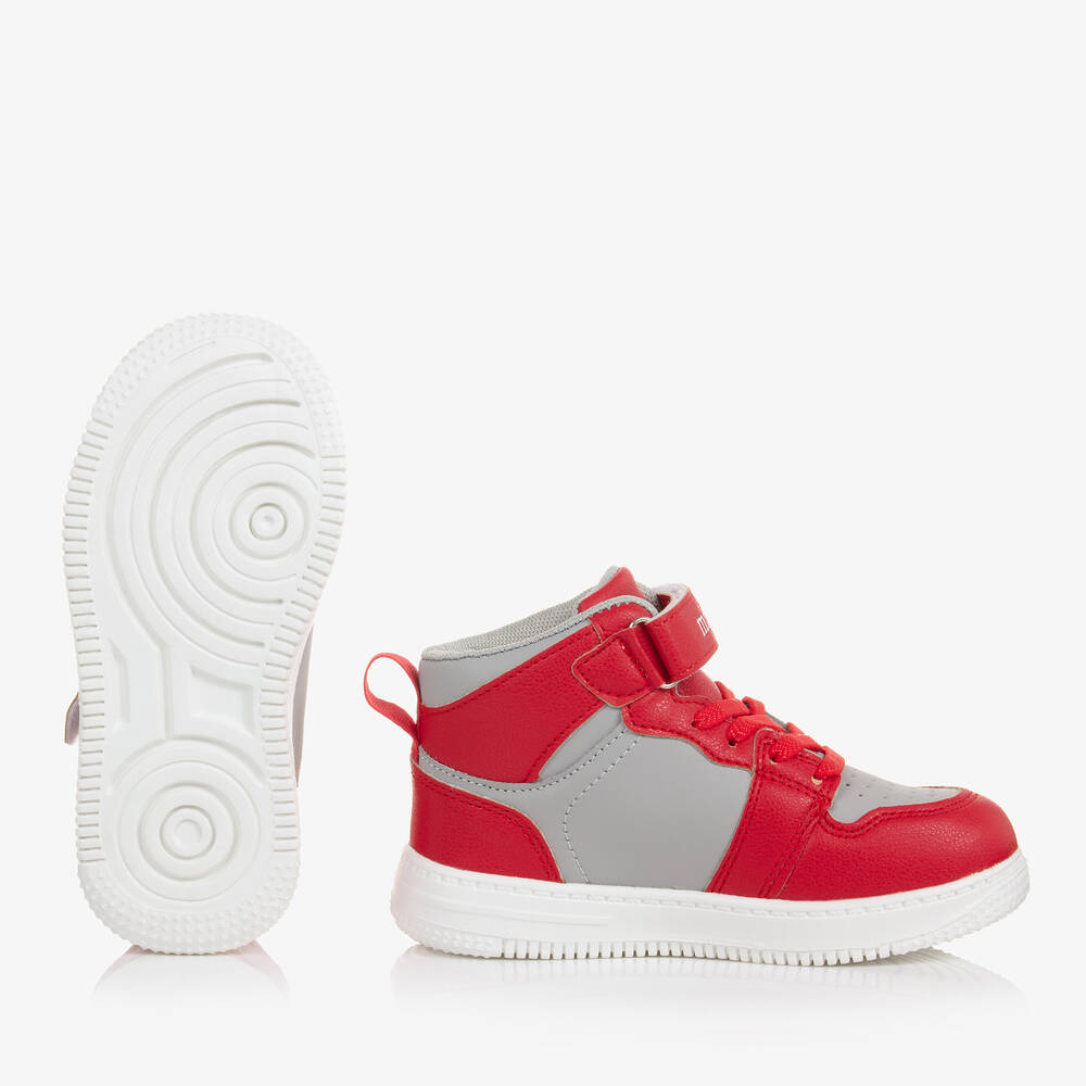 Mitch & Son-Boys Red & Grey High-Top Trainers | Childrensalon Outlet