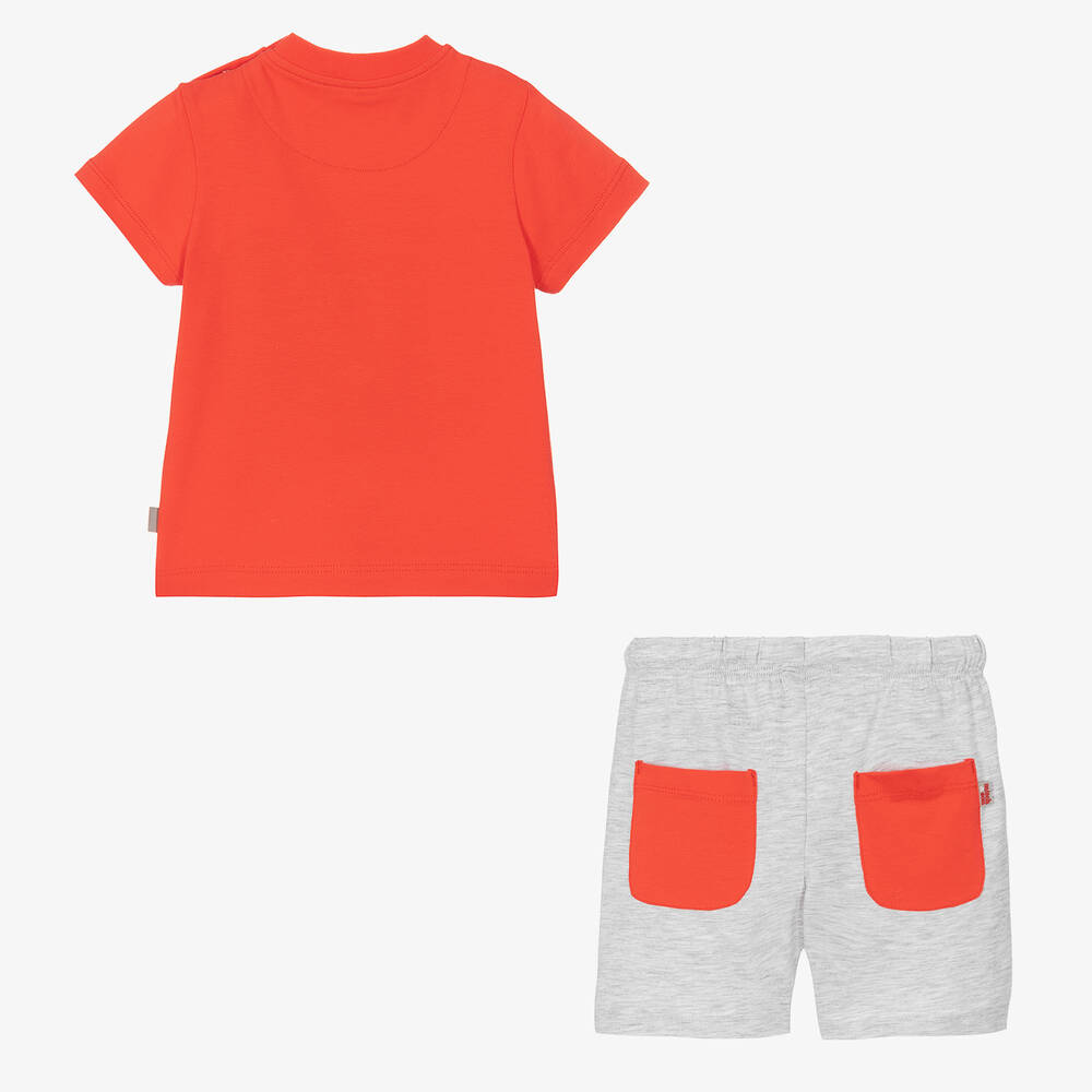 Mitch & Son-Boys Red & Grey Logo Shorts Set | Childrensalon Outlet
