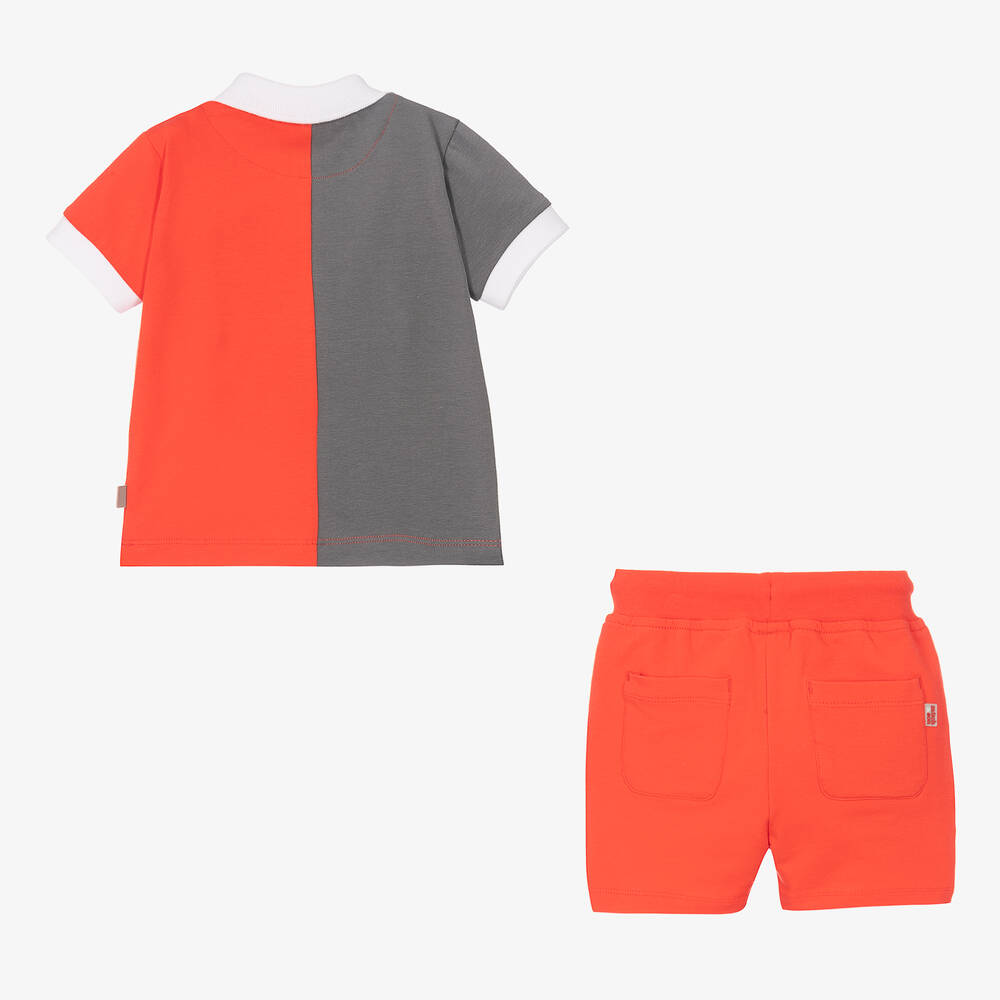 Mitch & Son-Boys Red & Grey Logo Shorts Set | Childrensalon Outlet