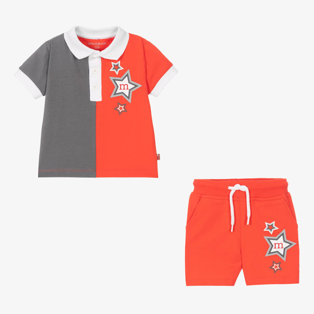 Mitch & Son-Boys Red & Grey Logo Shorts Set | Childrensalon Outlet