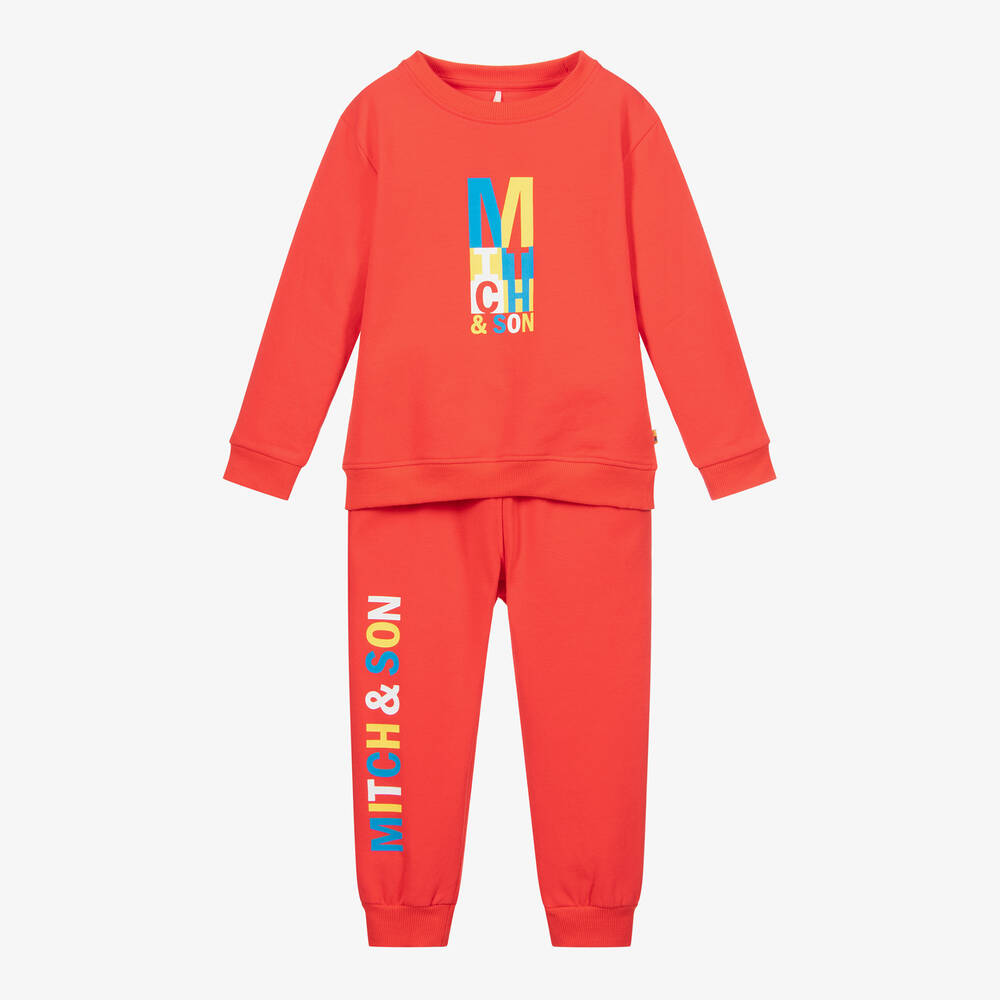 Mitch & Son-Boys Red Jersey Tracksuit  | Childrensalon Outlet