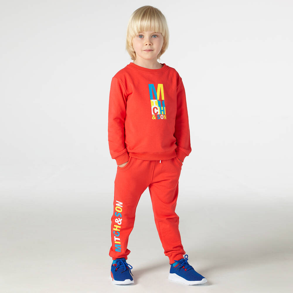 Boys red tracksuit discount