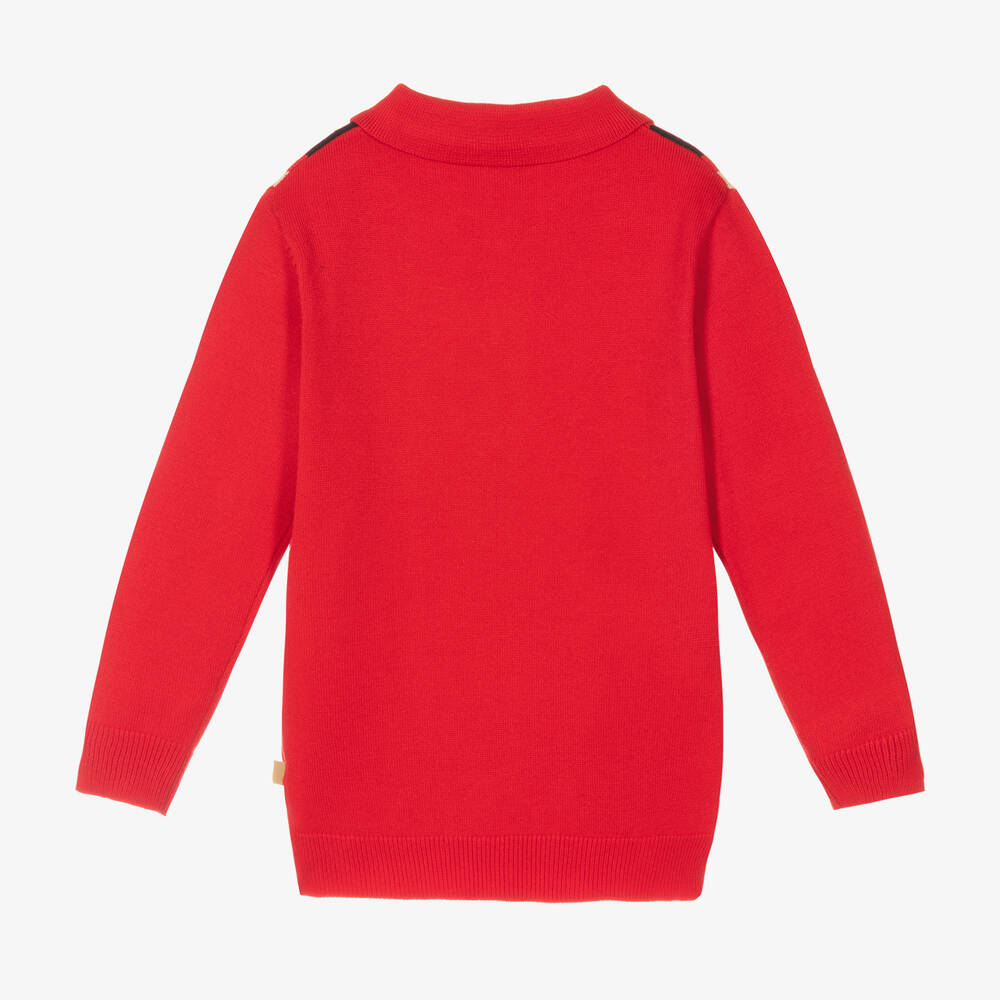 Mitch & Son-Boys Red Knitted Polo Shirt | Childrensalon Outlet