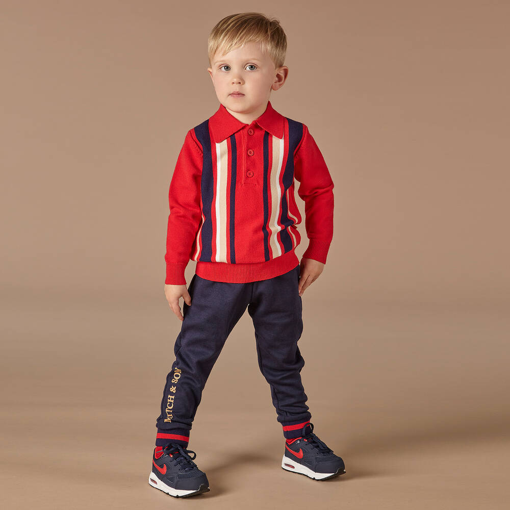 Mitch & Son-Boys Red Knitted Polo Shirt | Childrensalon Outlet