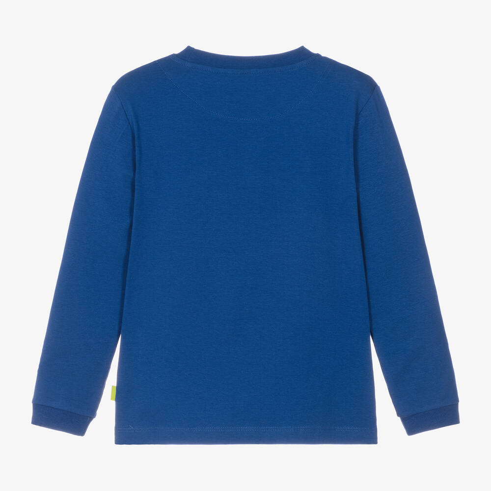 Mitch & Son-Boys Royal Blue Cotton Jersey Logo Top | Childrensalon Outlet
