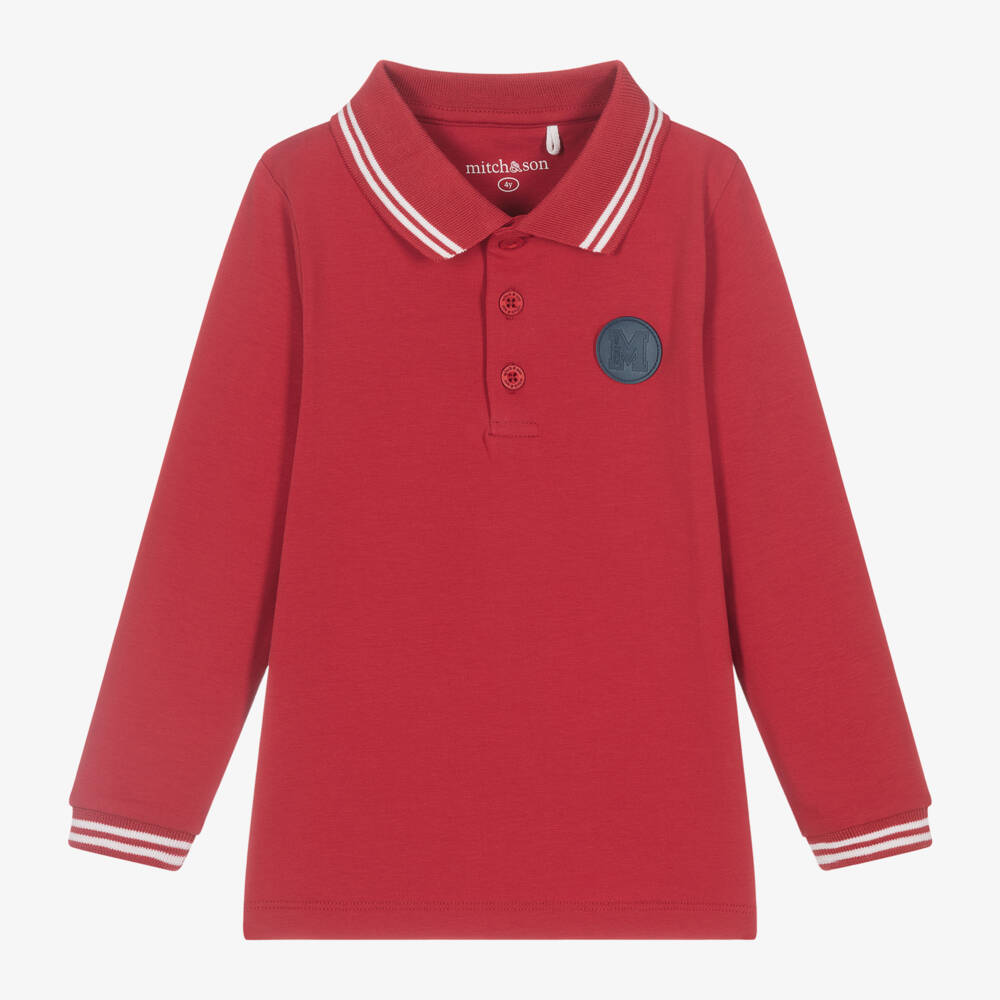 Mitch & Son-Boys Scarlet Cotton Jersey Polo | Childrensalon Outlet