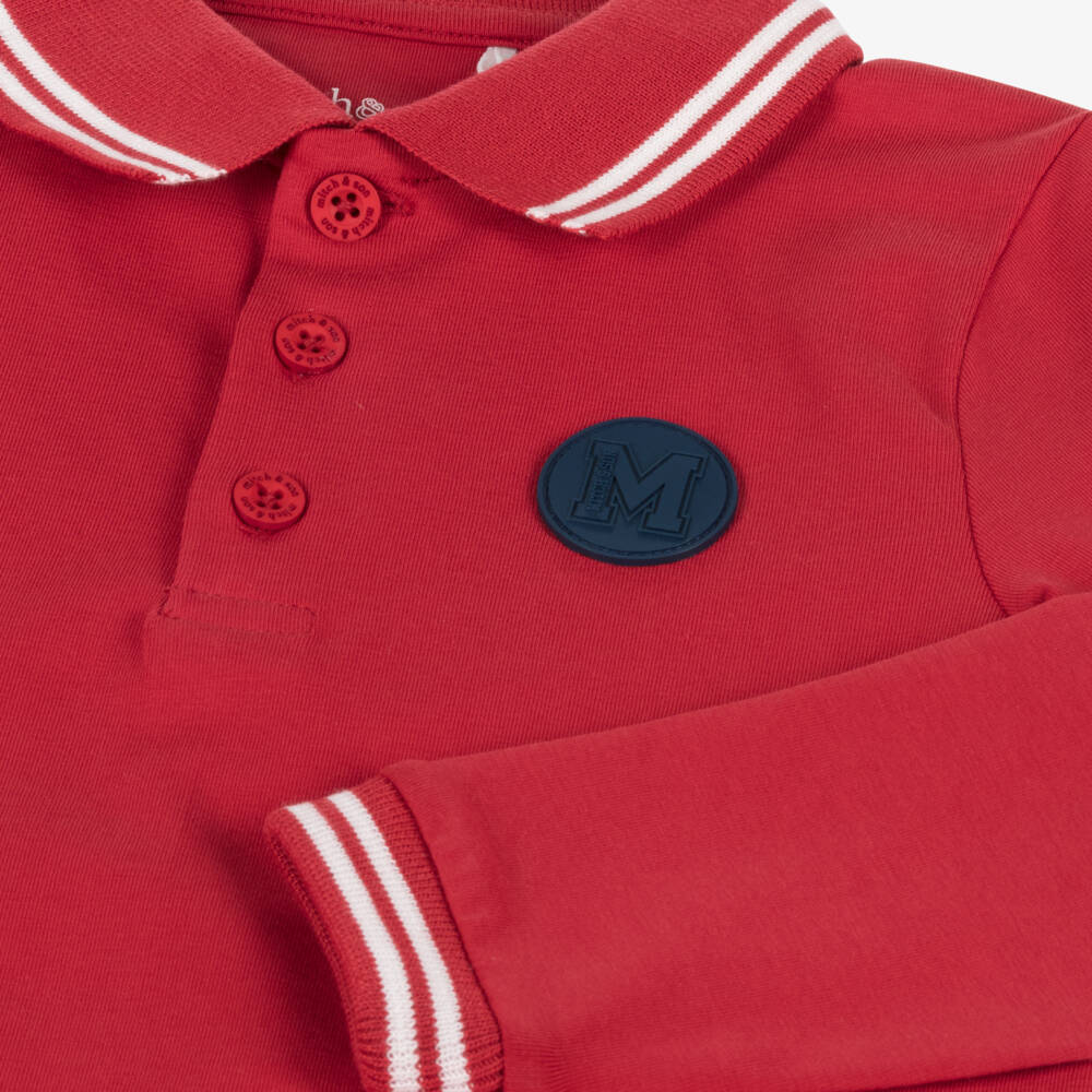 Mitch & Son-Boys Scarlet Cotton Jersey Polo | Childrensalon Outlet