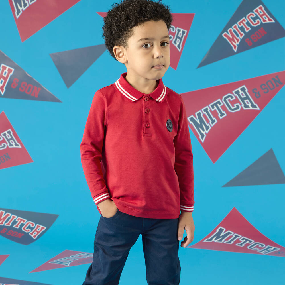 Mitch & Son-Boys Scarlet Cotton Jersey Polo | Childrensalon Outlet