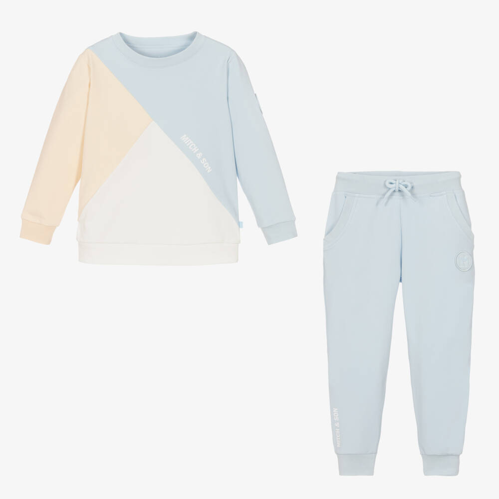Mitch & Son-Boys Sky and Cream Jersey Set | Childrensalon Outlet