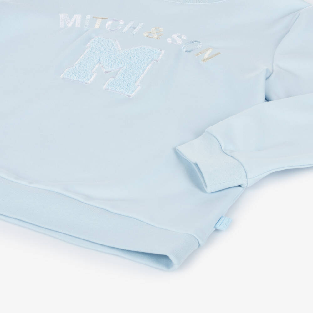 Mitch & Son-Boys Sky Blue Knit Tracksuit | Childrensalon Outlet