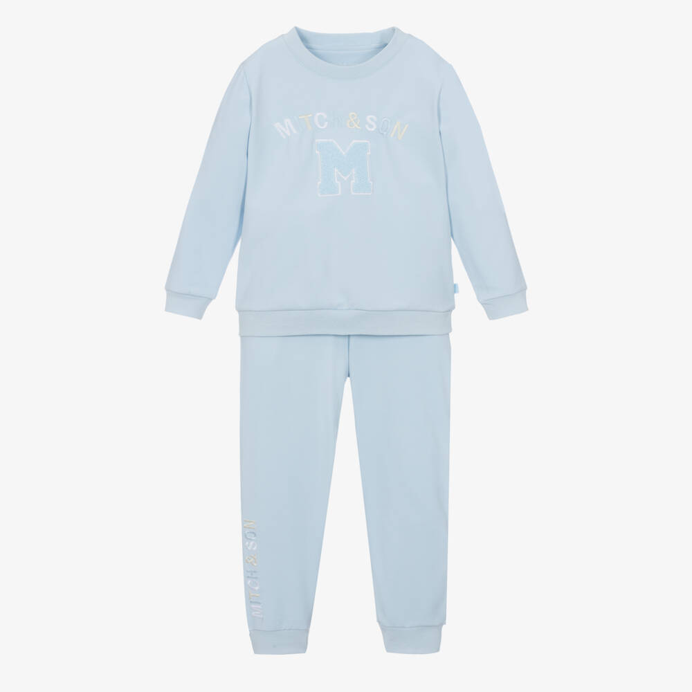 Mitch & Son-Boys Sky Blue Knit Tracksuit | Childrensalon Outlet