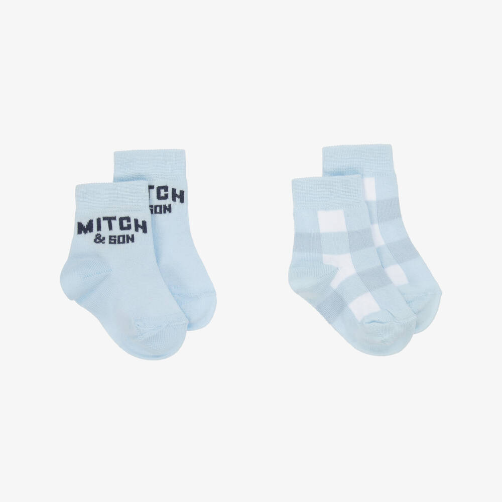 Mitch & Son-Boys Sky Blue Knitted Sock Duo | Childrensalon Outlet