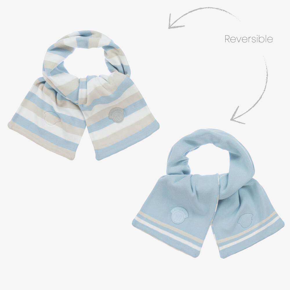 Mitch & Son-Boys Soft Blue Dual-Sided Knit Scarf | Childrensalon Outlet