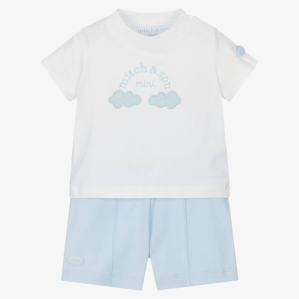 Mitch & Son-Boys Soft Blue Jersey Shorts Ensemble | Childrensalon Outlet
