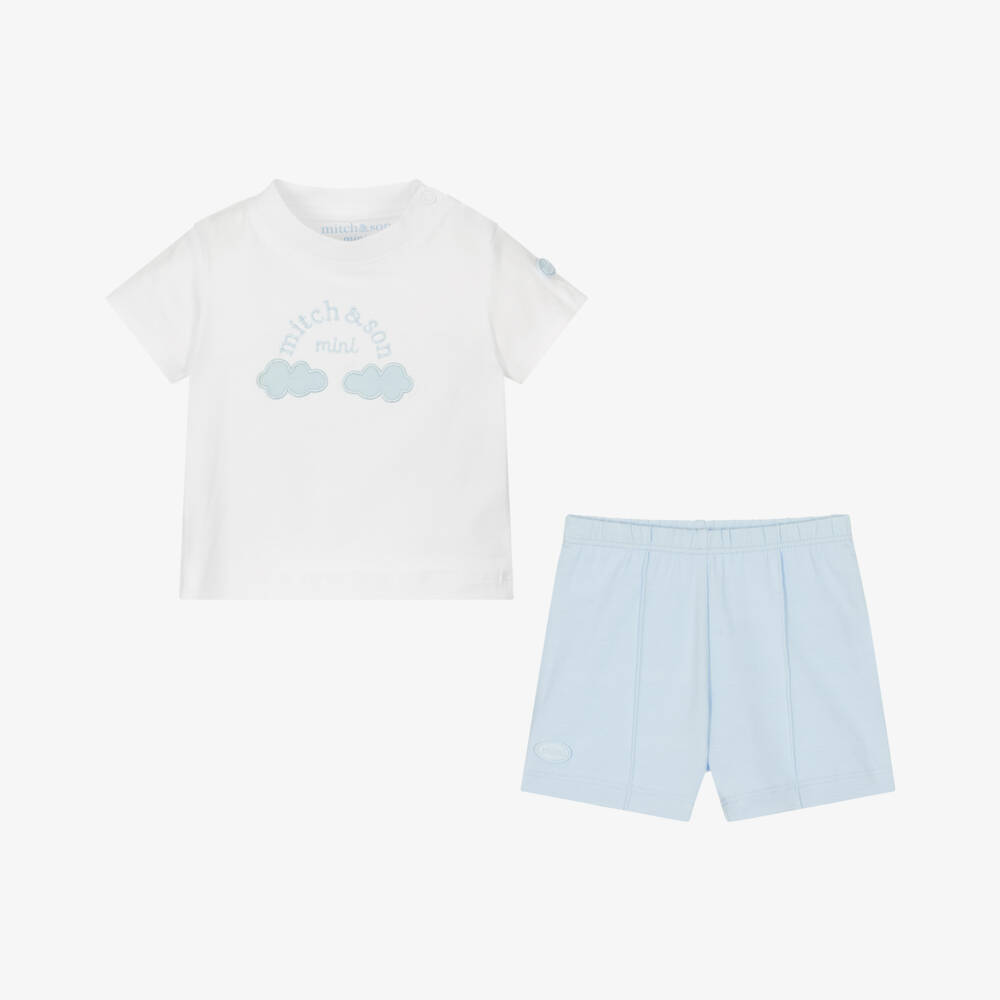 Mitch & Son-Boys Soft Blue Jersey Shorts Ensemble | Childrensalon Outlet