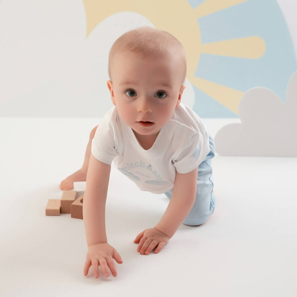 Mitch & Son-Boys Soft Blue Jersey Shorts Ensemble | Childrensalon Outlet