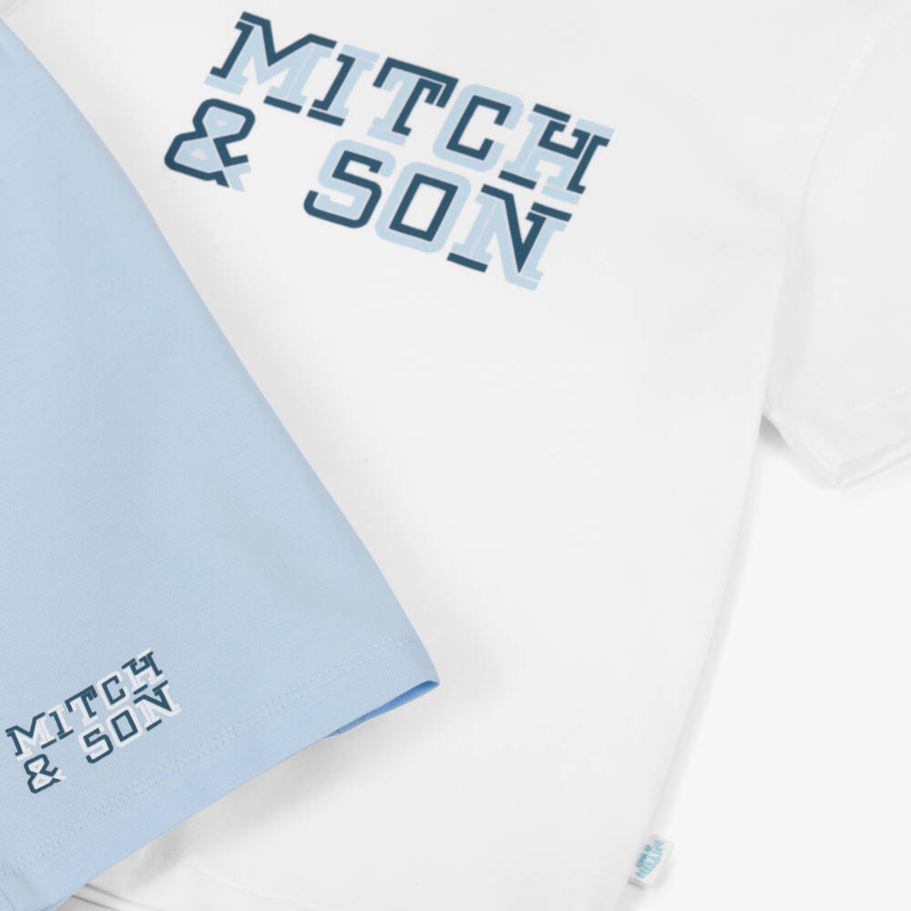 Mitch & Son-طقم ناعم للأولاد باللون الأبيض والأزرق | Childrensalon Outlet