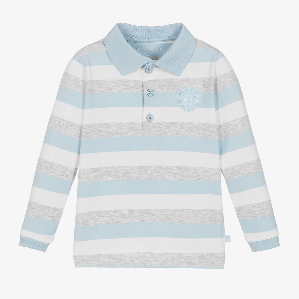 Mitch & Son - Boys Striped Cotton Jersey Polo Top | Childrensalon