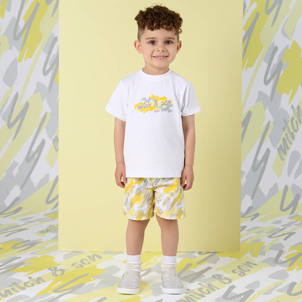 Mitch & Son-Boys Vibrant Scribble Beach Shorts | Childrensalon Outlet