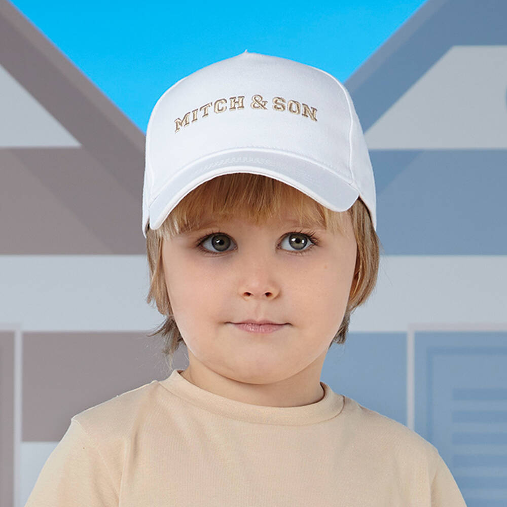 Mitch & Son-Boys White Cotton Cap | Childrensalon Outlet