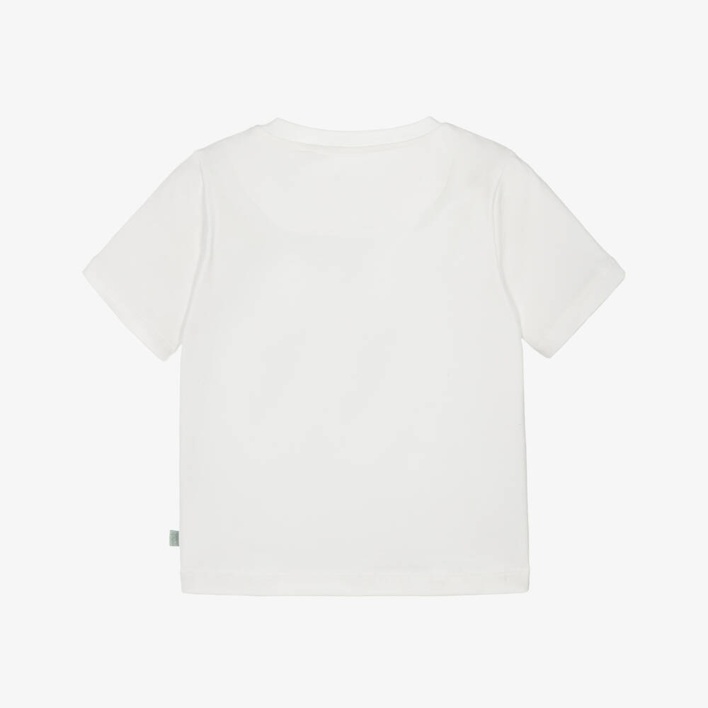 Mitch & Son-Boys White Cotton Logo Pocket T-Shirt | Childrensalon Outlet