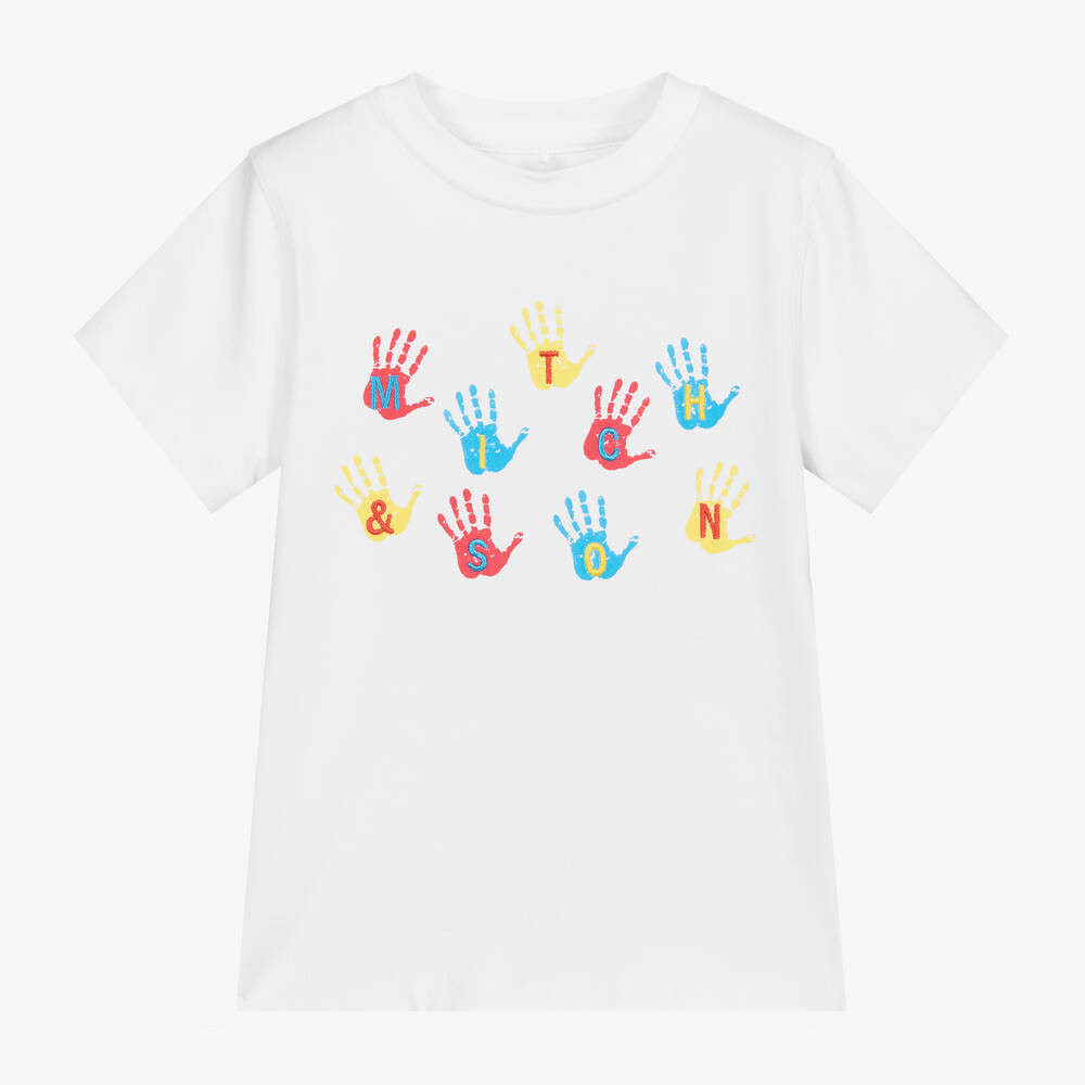 Mitch & Son-Boys White Cotton T-Shirt  | Childrensalon Outlet