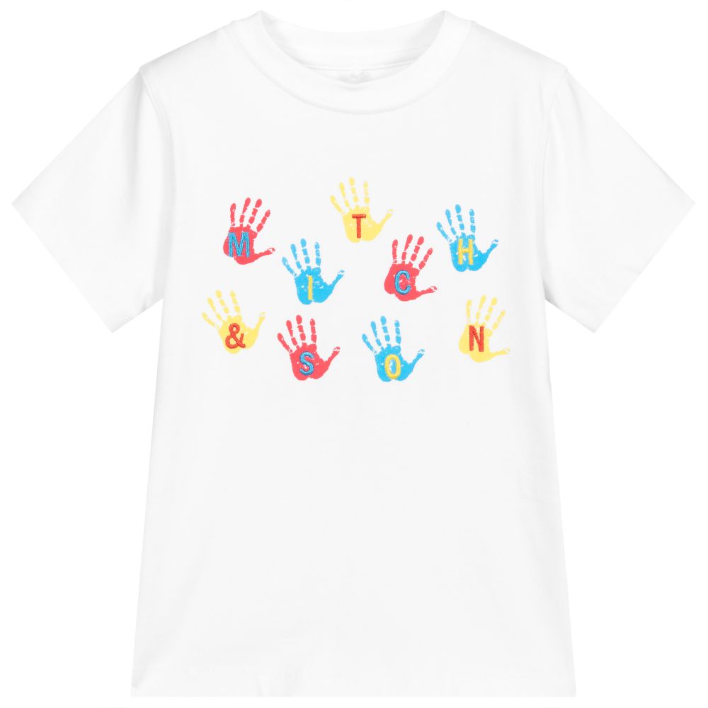 Mitch & Son - Белая хлопковая футболка для мальчиков  | Childrensalon