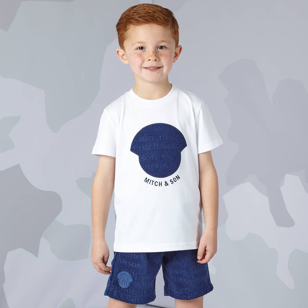 Mitch & Son-تيشيرت قطن جيرسي لون أبيض للأولاد | Childrensalon Outlet