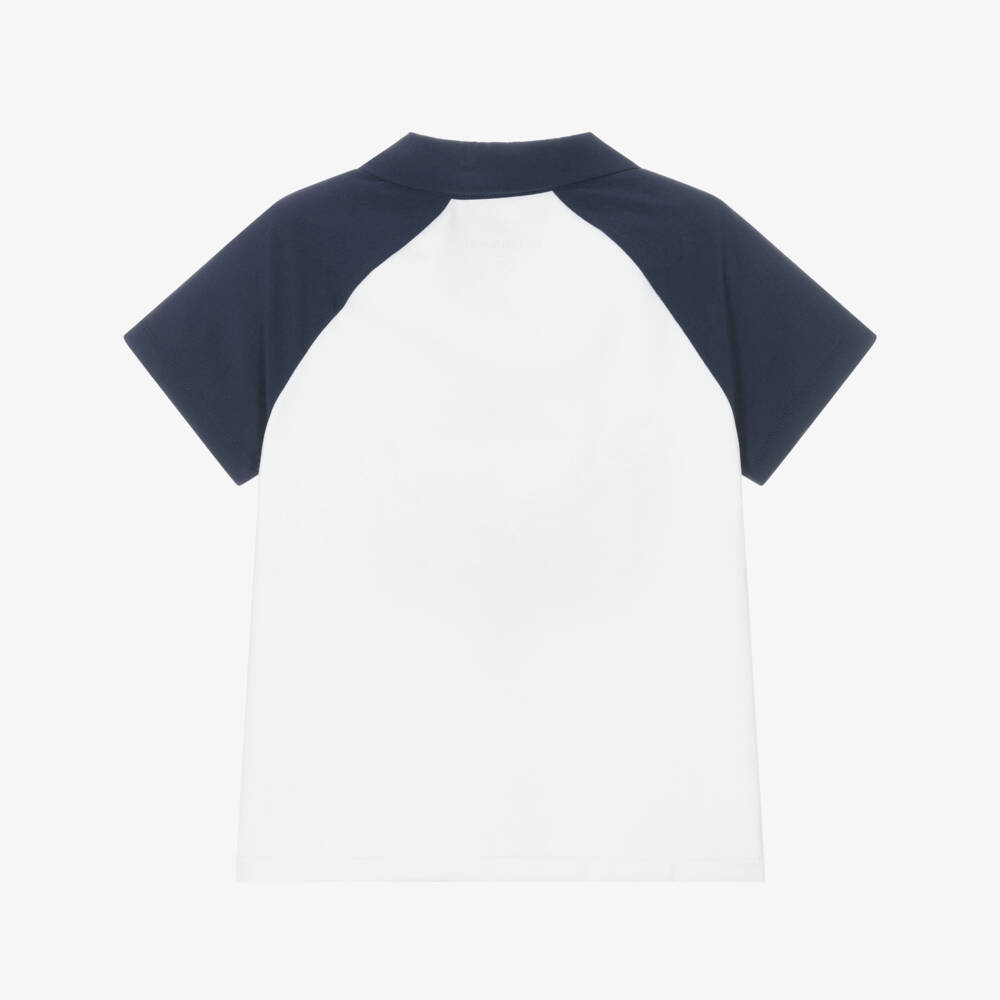 Mitch & Son-Boys White & Navy Polo Tee | Childrensalon Outlet