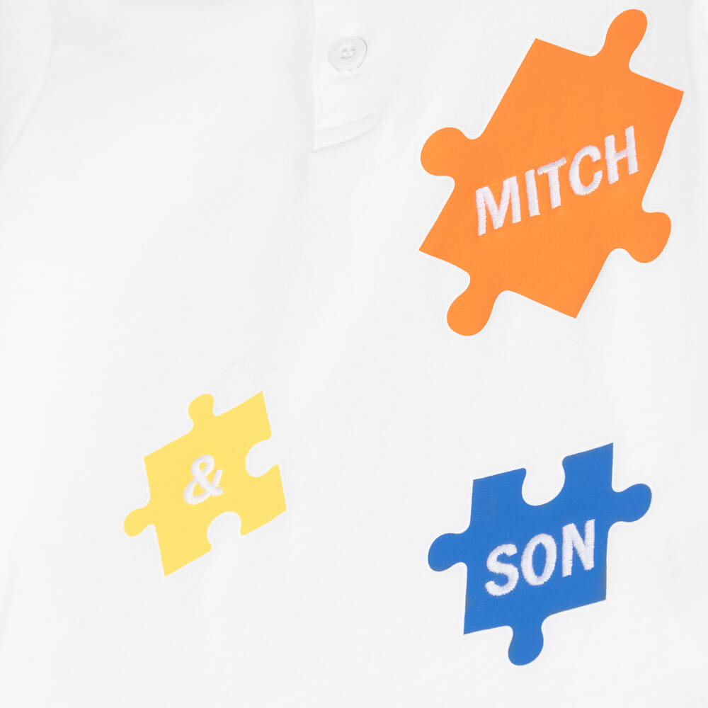 Mitch & Son-طقم شورت قطن جيرسي لون أبيض وبرتقالي للأولاد | Childrensalon Outlet