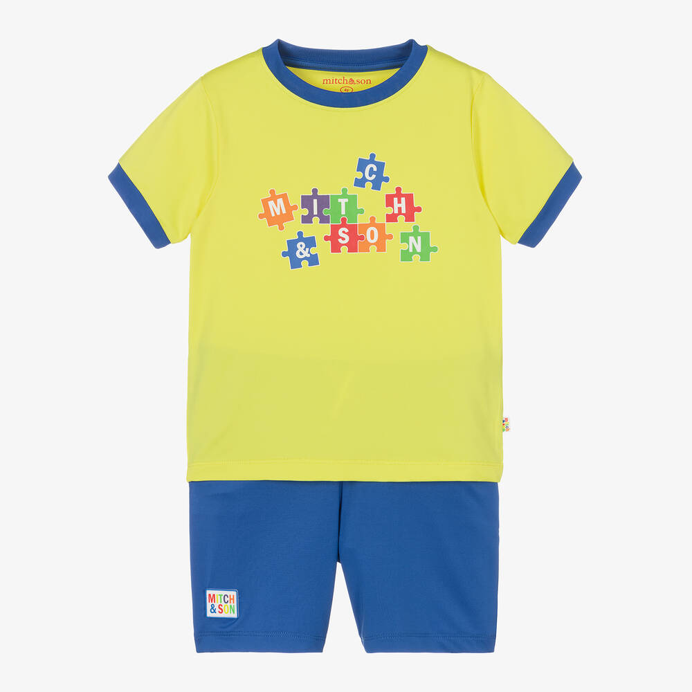 Mitch & Son-Boys Yellow & Blue Jersey Shorts Set | Childrensalon Outlet