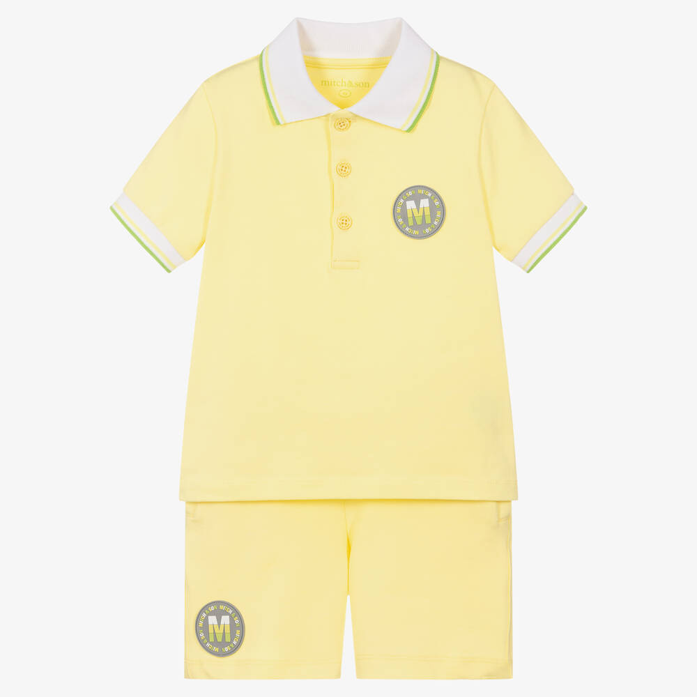 Mitch & Son - Boys Yellow Cotton Shorts Set | Childrensalon